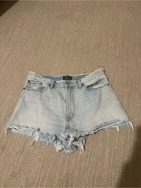 Abercrombie light wash frayed denim shorts